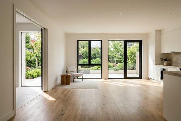 Accessible ground-floor triplex unit with level entry