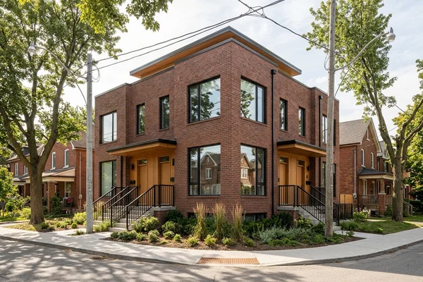 Corner-lot fourplex with entrances on both streets