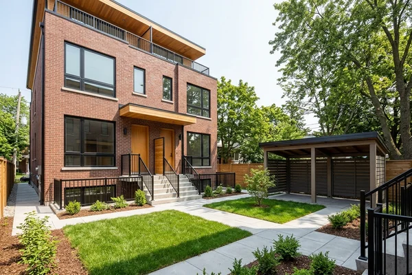 Etobicoke fourplex rear yard with landscaping