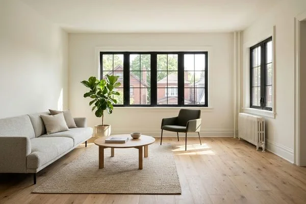 Family-size upper unit living room