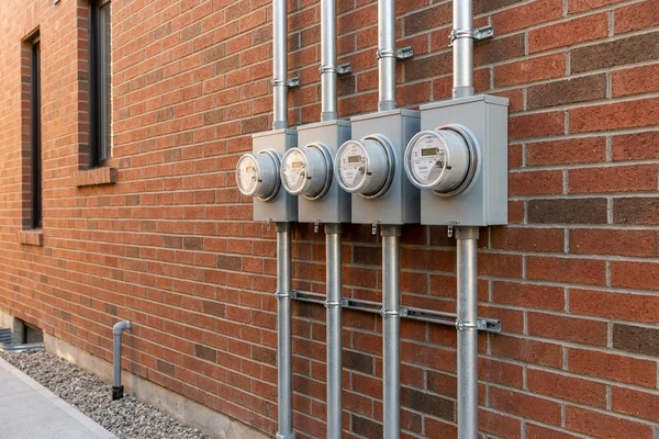 Four separate hydro meters on the side wall