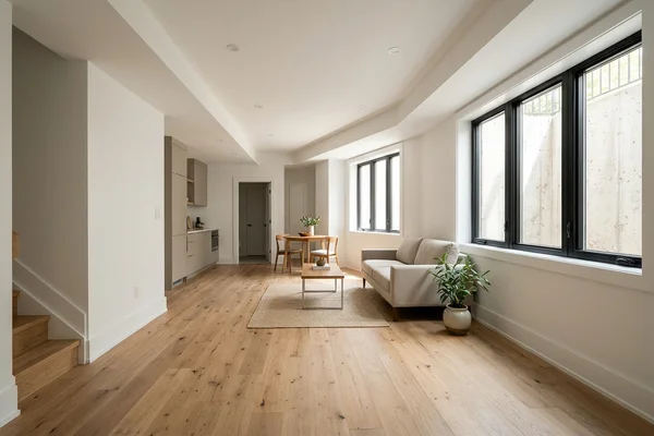 Lowered basement finished as a legal unit