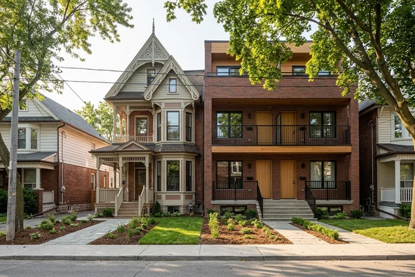 Restored Victorian facade after conversion to three units