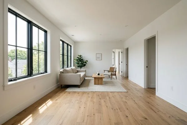 Three-bedroom upper unit with oak floor and large windows