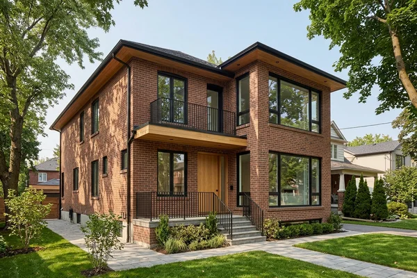 Two-storey rear addition with large casement windows