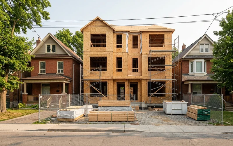 Multiplex at framing milestone with sheathing complete