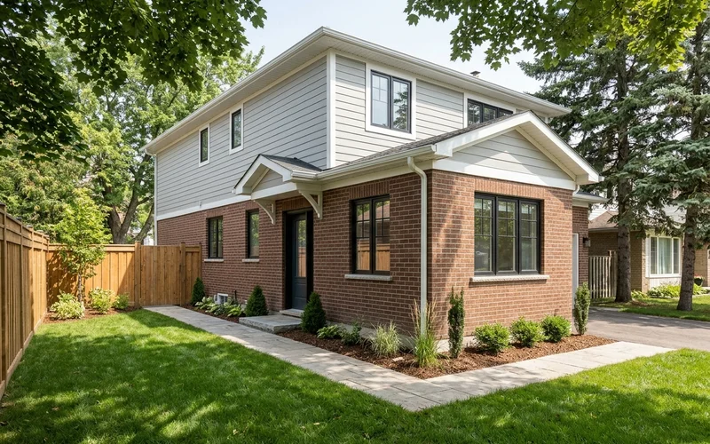 Side addition with a separate unit entrance along a side yard