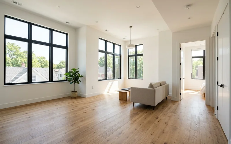 Spacious three-bedroom upper unit with oak floor and large windows