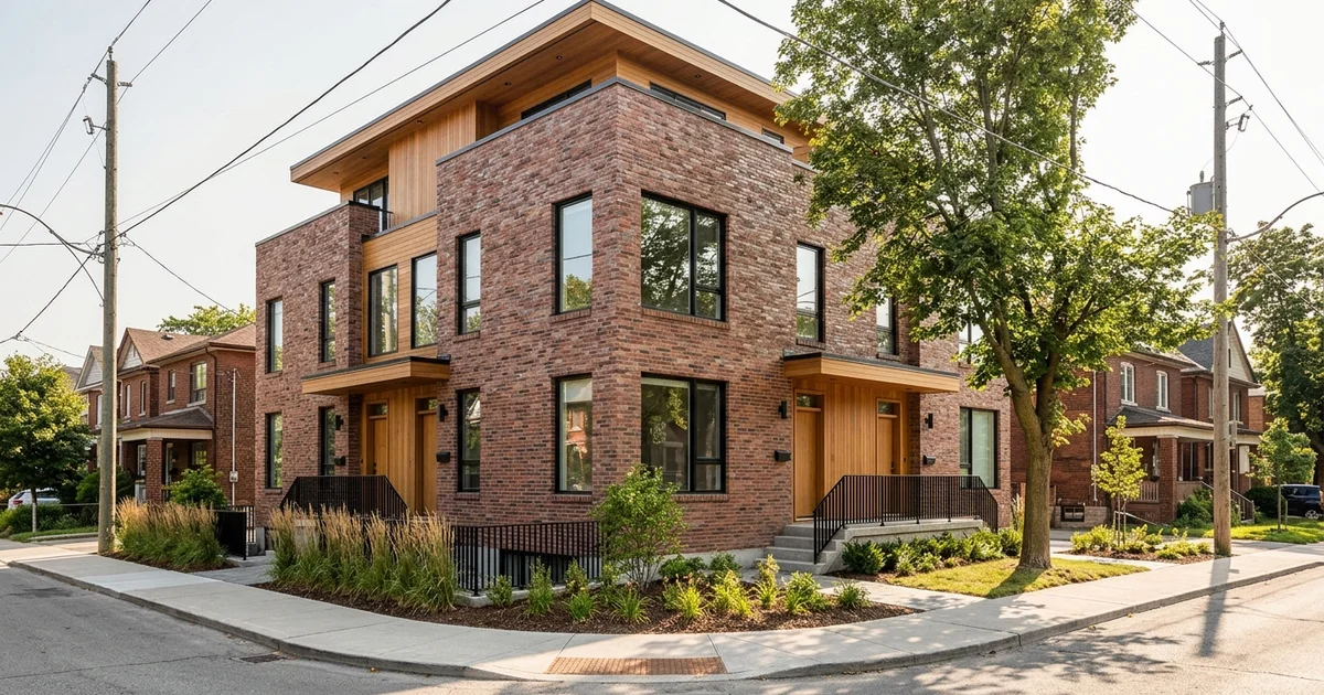 Corner-lot fourplex in Toronto with entrances on both streets
