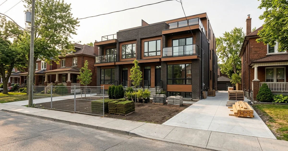 New Toronto fourplex nearing completion with landscaping in progress