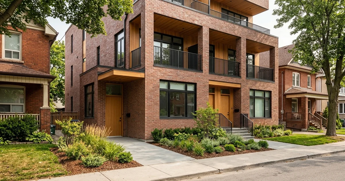 Triplex with an accessible level-entry ground unit and garden