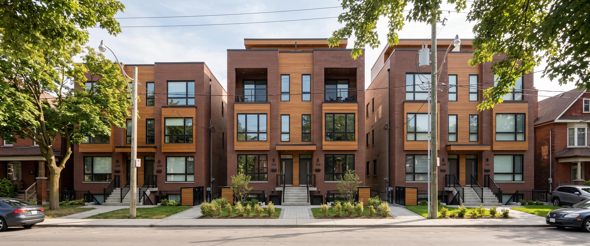 Finished Toronto fourplex and sixplex exteriors