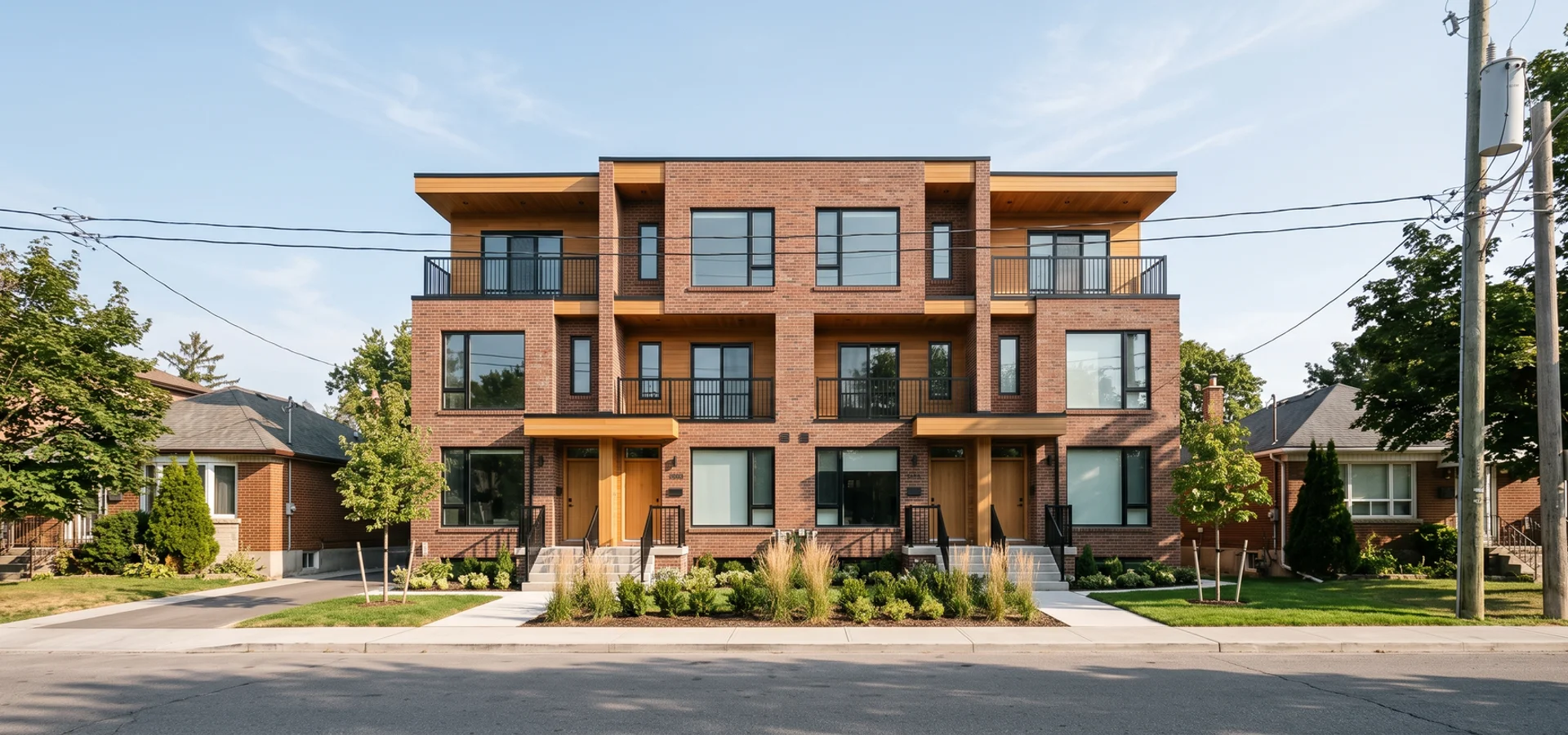 Finished Etobicoke fourplex on a post-war street
