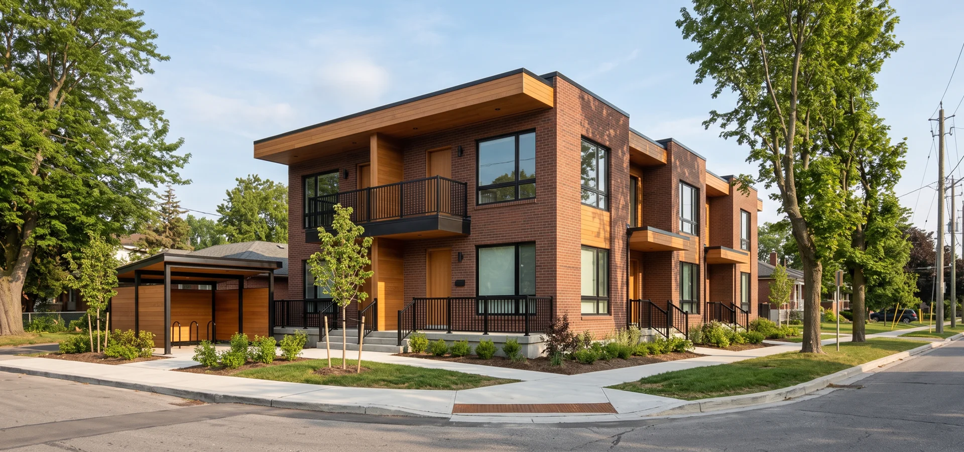 Finished six-unit multiplex on a Scarborough corner lot