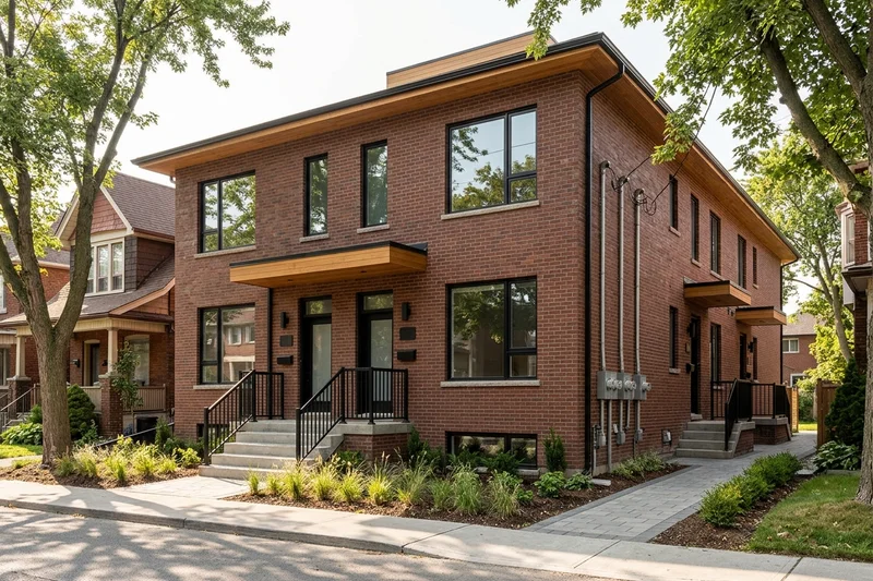 New three-storey Toronto fourplex with four separate entrances