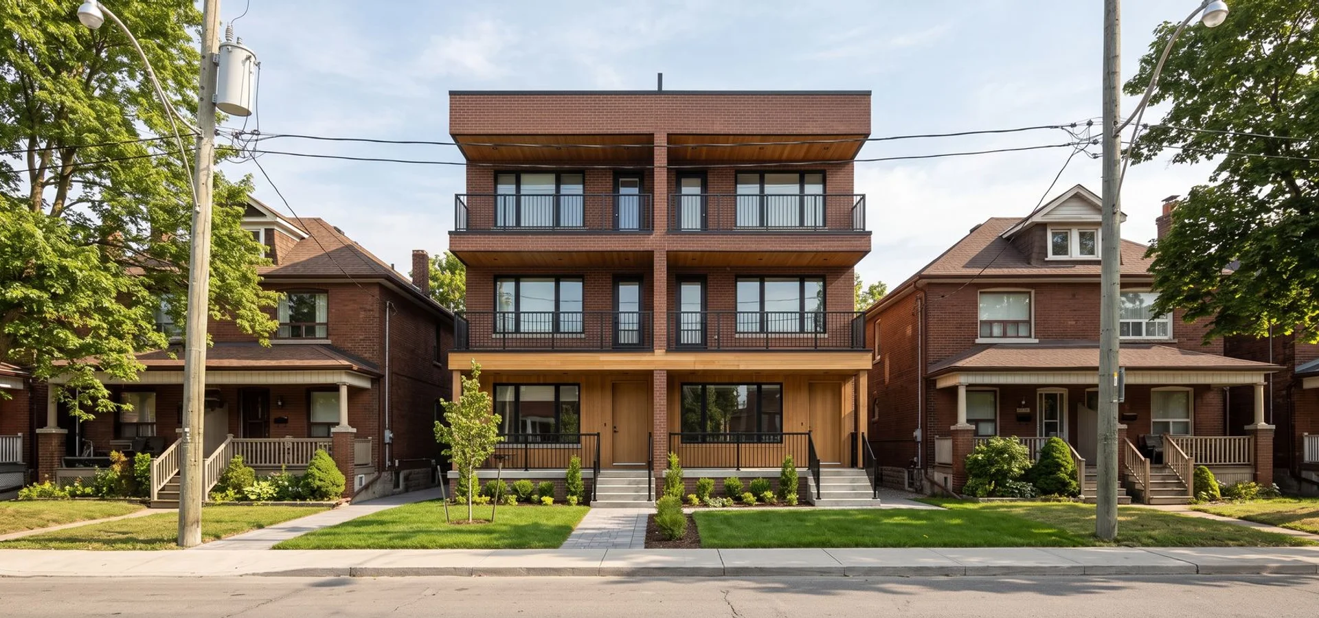 New triplex on a Mount Dennis street near the Eglinton Crosstown