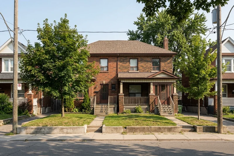 Older semi-detached brick houses in Oakwood Village