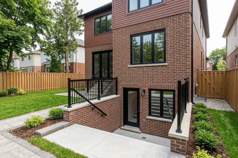 Rear walkout entrance to a legal basement unit in Brampton