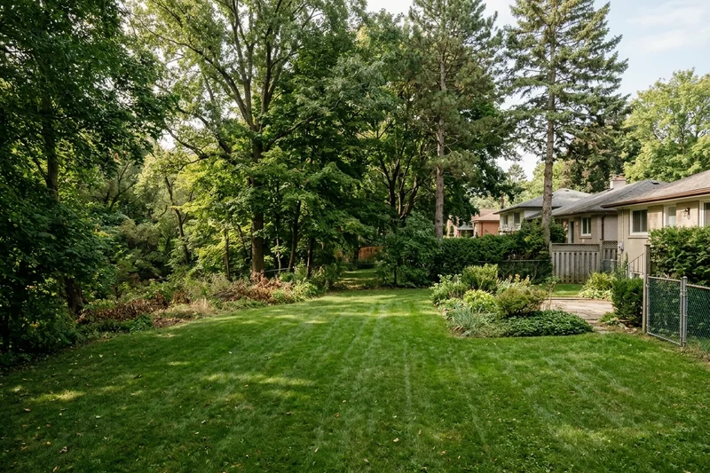 Etobicoke rear yard backing onto the Humber River ravine