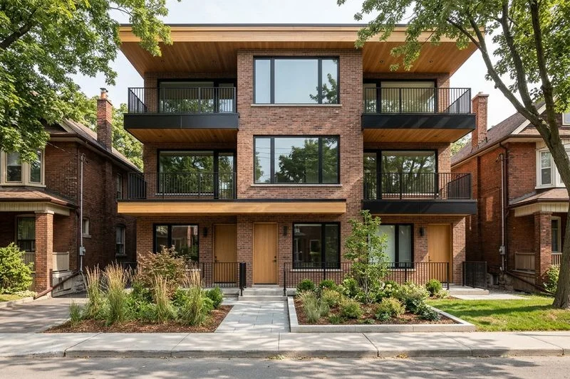 Triplex with an accessible ground unit for parents and family units above